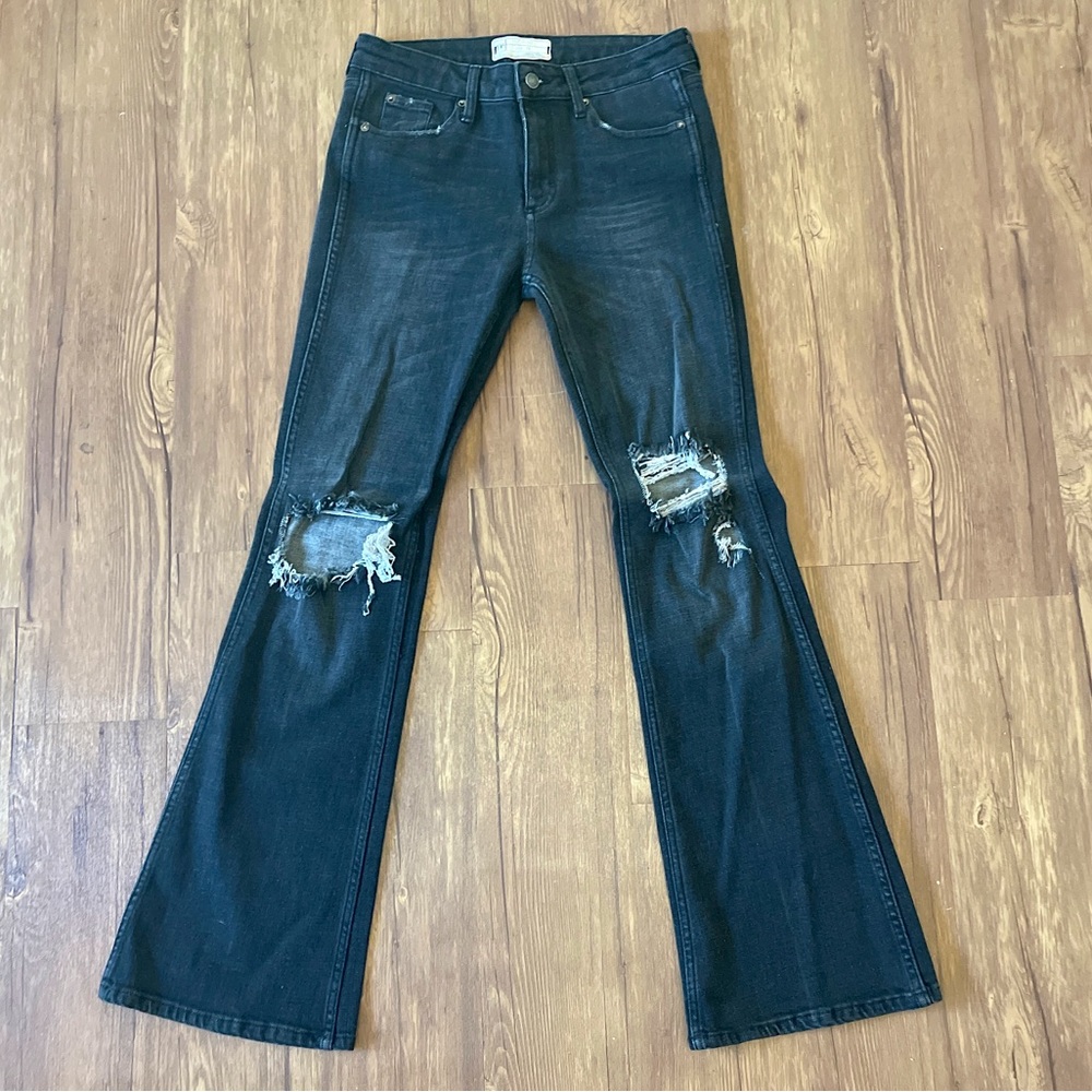 Free People Distressed Flare Denim
